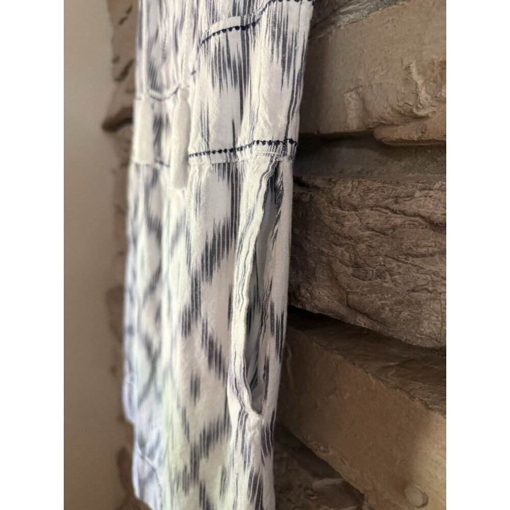 Toad & Co Size XS Shakti Ikat Dress White Grey Sleeveless Front Tie 100% Cotton - Picture 3 of 10
